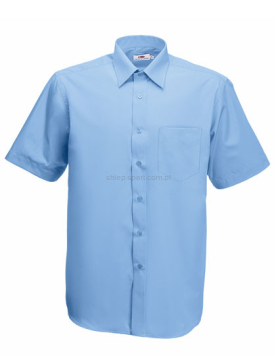 błękitna koszula kelnerska męska z krótkim rękawem  friut of the loom 65-016-0