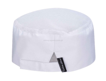 biała czapka dla kucharza, oddychająca z siatką, s900, portwest
