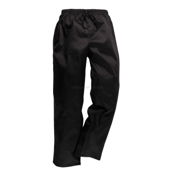 Spodnie kucharskie czarne, PLAMOODPORNE, Drawstring C070