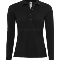 czarna, Polo Safran Pure Longsleeve women , polo długi rękaw damska, b&c