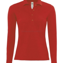 czerwona, Polo Safran Pure Longsleeve women , polo długi rękaw damska, b&c