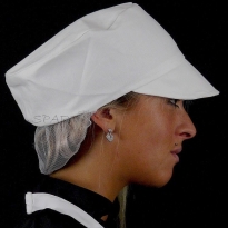 czapka furażerka z siatką na włosy i daszkiem