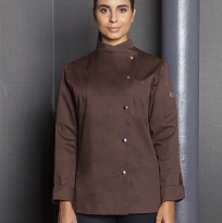 kitel gastronomiczny damski, kitel brazowy, karlowsky jf3, larissa jf3