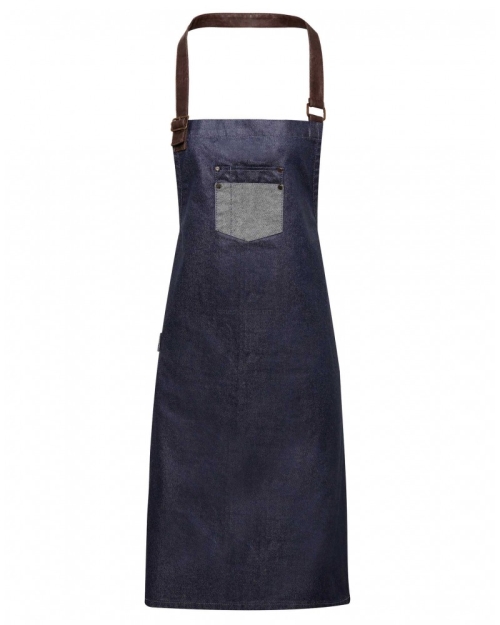 dżinsowy fartuch, wodoodporny, pr136, do restauracji, premierworkwear, niebieski jeans., dla