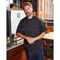 kitel dla kucharza, z krótkim rękawem, czarny