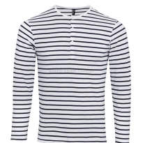 Mens Long-John Roll Sleeve Tee, koszulka pw218, pw218, pr218 biała w paski