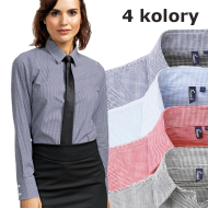 Damska koszula w drobną kratkę długi rękaw Premier PR320